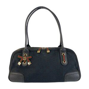 Gucci Sherry Line Princy Black GG Canvas Shoulder Bag Mini Boston Bag